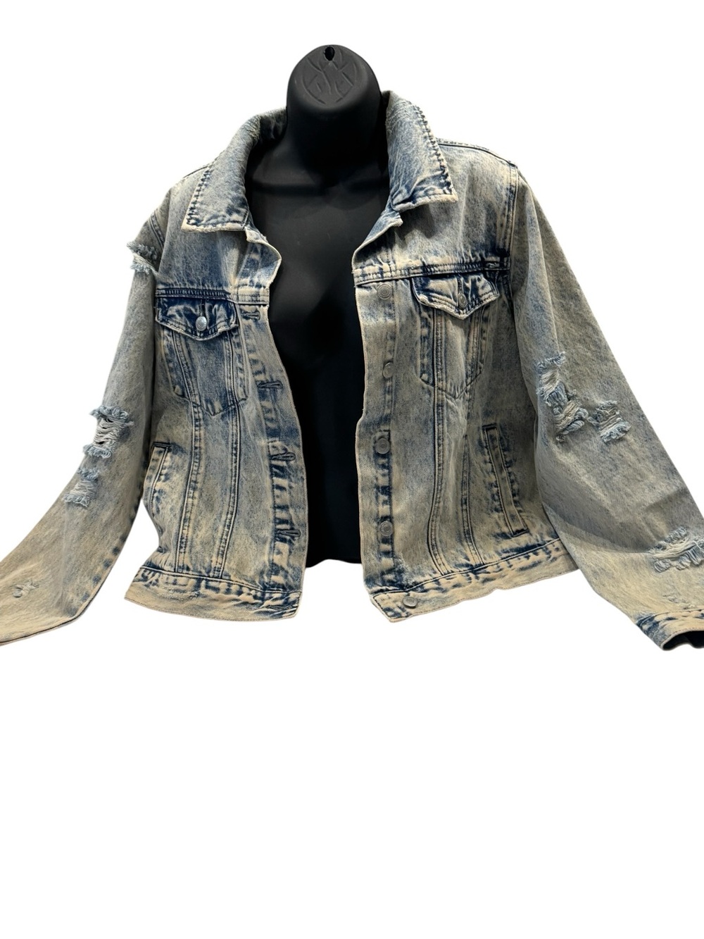 Forever 21 Light Blue Distressed Denim Jacket nwt